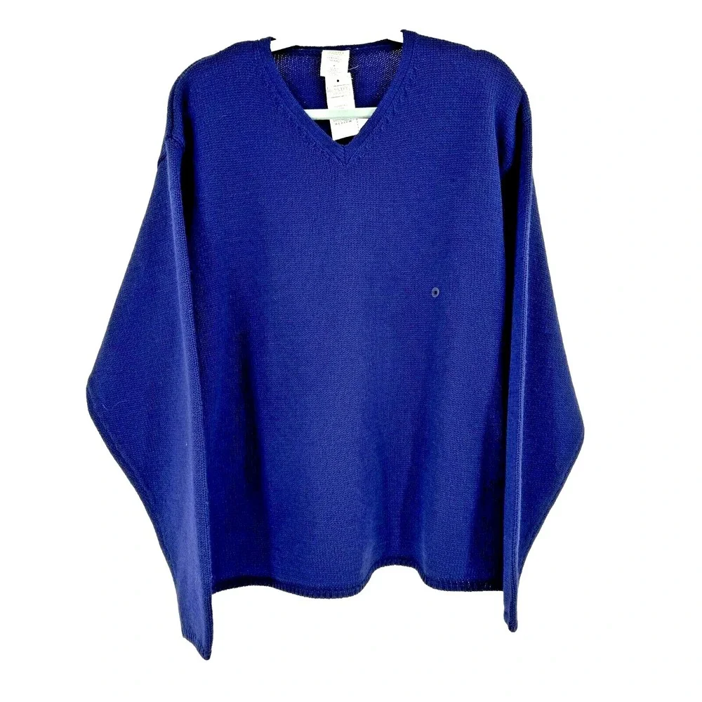 90s Old Navy Wool Blend Sweater Mens Medium Blue V-Neck New Old Stock Preppy NEW